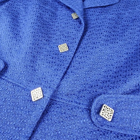 1990s Perceptions Blue Tweed Skirt Suit - Picture 2 of 6